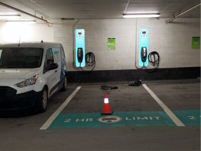 EV charger installed at parking lot
