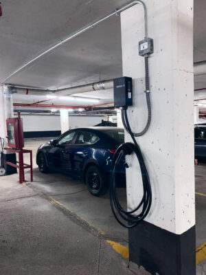 EV charger installed at parking lot