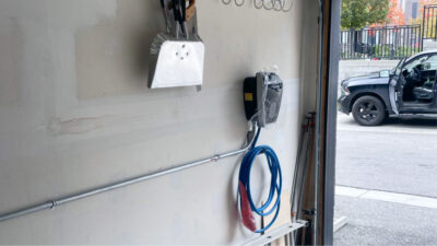 EV charger installed in residential garage